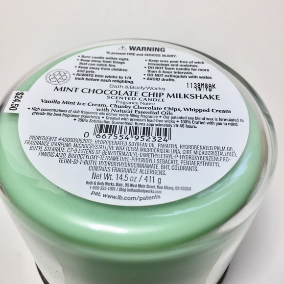 MINT CHOCOLATE CHIP MILKSHAKE 3 Wick Candle - Picture 3 of 3